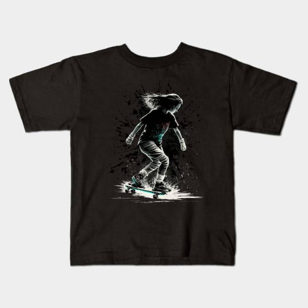 skater girl Kids T-Shirt by JayD World